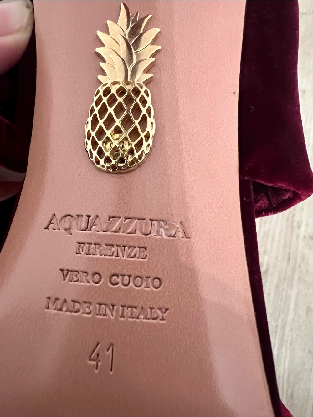 Aquazzura Twist 75 Velvet 2-Band Slide 3.7” Heels Merlot Size 41/11 Exc cond - Picture 9 of 13